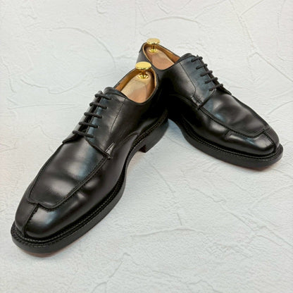 【リフト交換済み】Crockett&Jones クロケットアンドジョーンズ FALMOUTH ファルマス スクエア Vチップ 外羽根 黒 UK7.5 / 26cm [W3330]