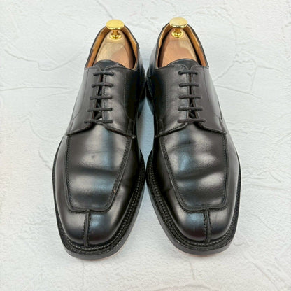 【リフト交換済み】Crockett&Jones クロケットアンドジョーンズ FALMOUTH ファルマス スクエア Vチップ 外羽根 黒 UK7.5 / 26cm [W3330]