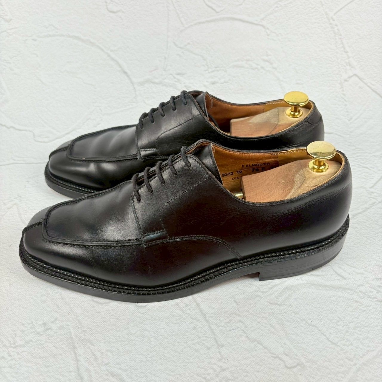 【リフト交換済み】Crockett&Jones クロケットアンドジョーンズ FALMOUTH ファルマス スクエア Vチップ 外羽根 黒 UK7.5 / 26cm [W3330]