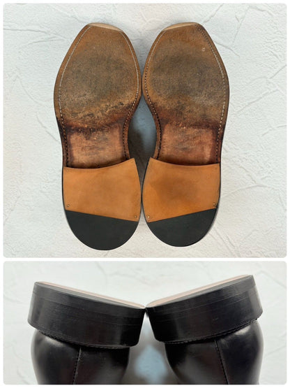 【リフト交換済み】Crockett&Jones クロケットアンドジョーンズ FALMOUTH ファルマス スクエア Vチップ 外羽根 黒 UK7.5 / 26cm [W3330]