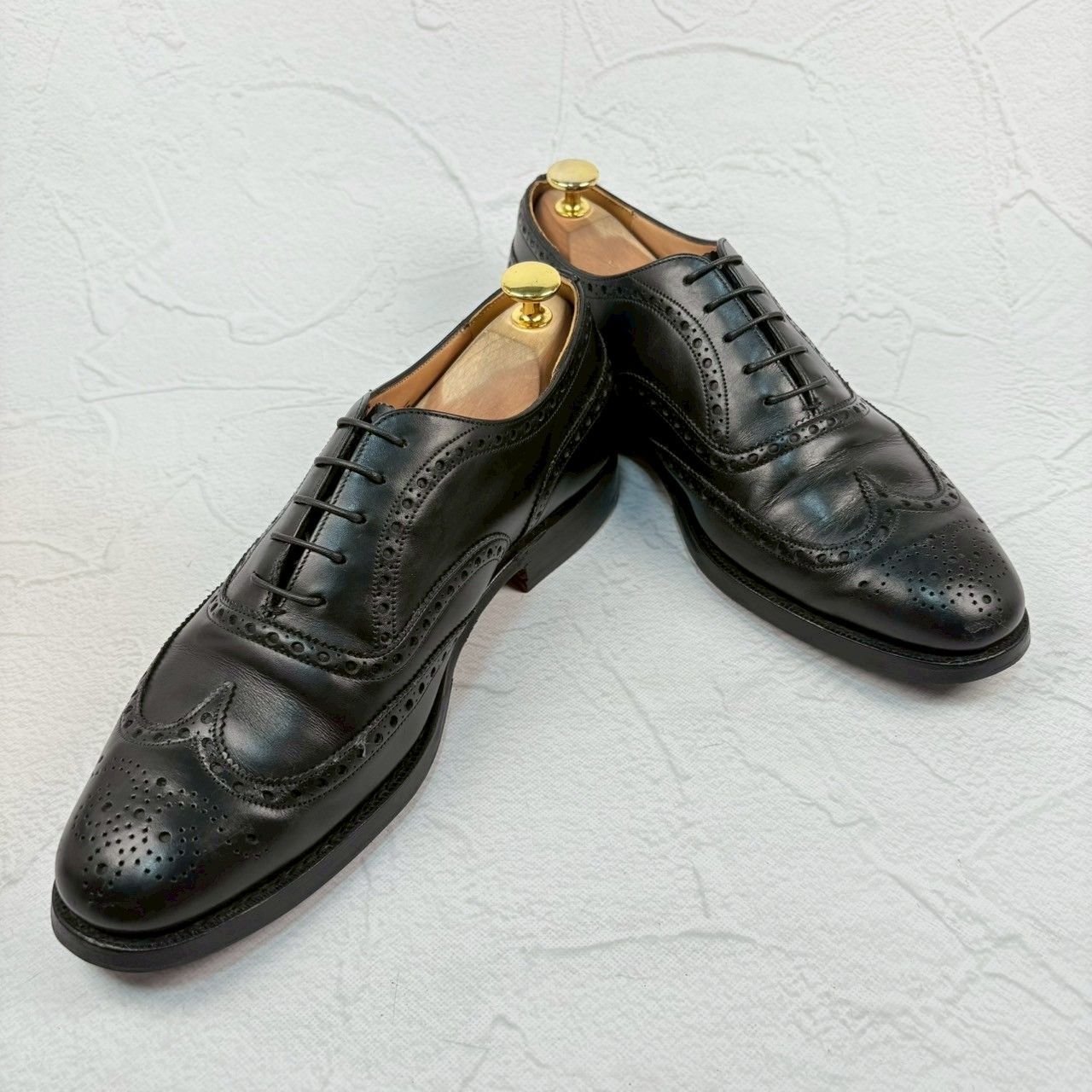 【良品・リフト交換済み】CHURCH'S チャーチ CHETWYND チェットウインド ウイング 内羽根 フルブローグ 黒 UK6 / 24.5cm [W3331]