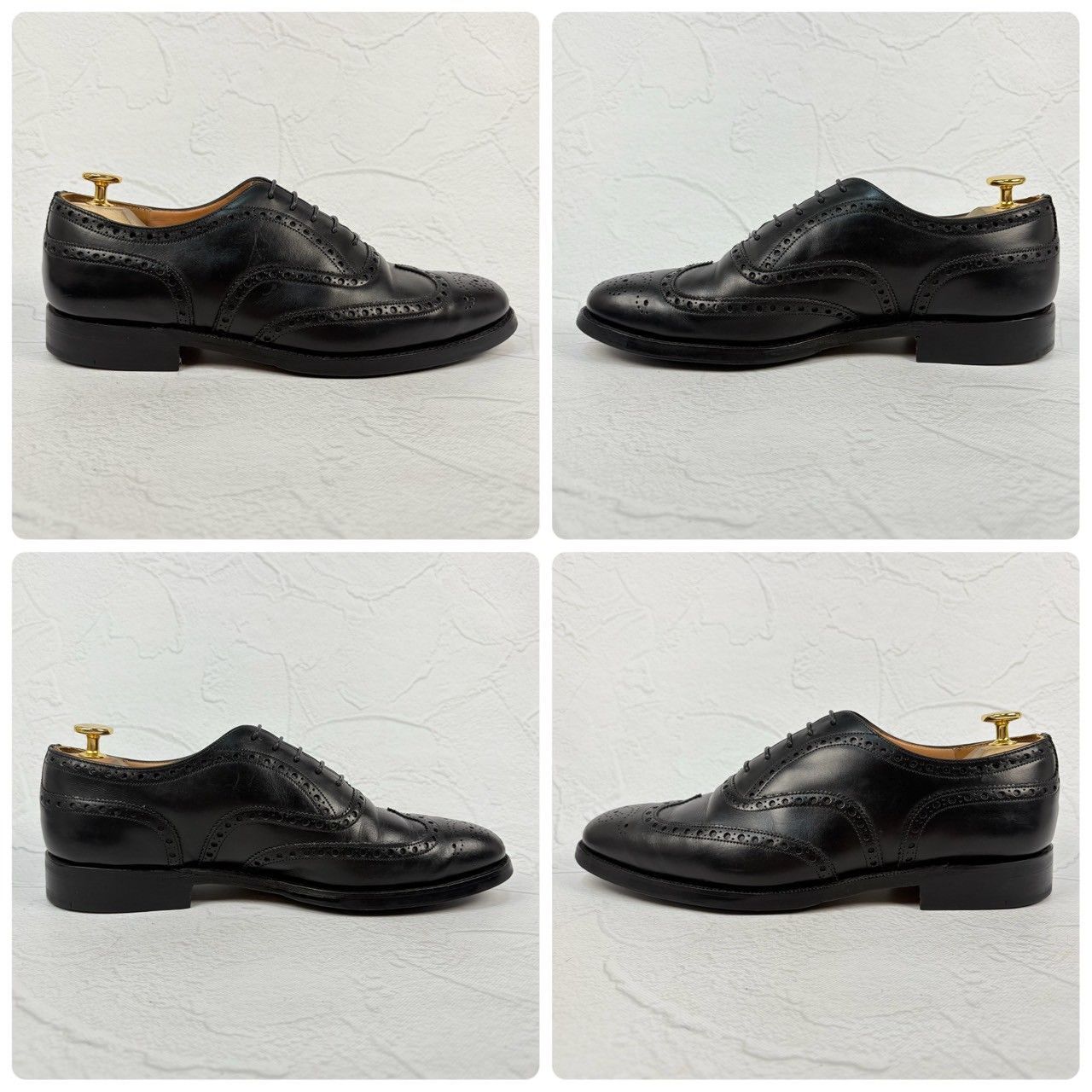 【良品・リフト交換済み】CHURCH'S チャーチ CHETWYND チェットウインド ウイング 内羽根 フルブローグ 黒 UK6 / 24.5cm [W3331]