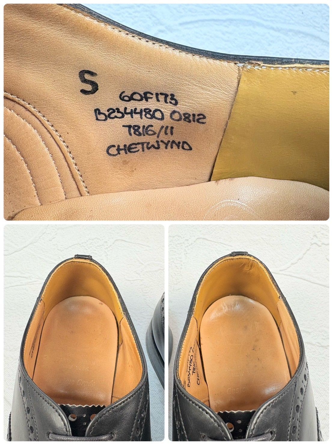 【良品・リフト交換済み】CHURCH'S チャーチ CHETWYND チェットウインド ウイング 内羽根 フルブローグ 黒 UK6 / 24.5cm [W3331]
