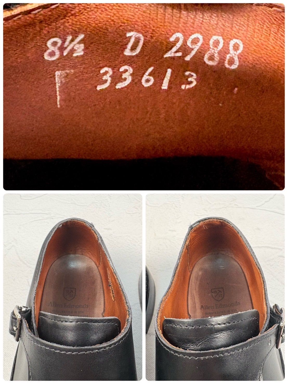 【良品】Allen Edmonds アレンエドモンズ MORA2.0 ダブルモンク 黒 8.5D / 26.5cm [W3262]