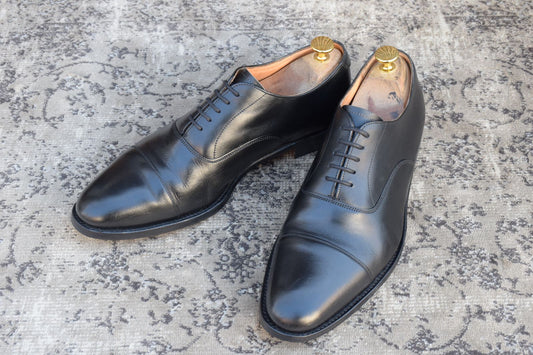 【リフト交換済み】JOSEPH CHEANEY&SONS ジョセフチーニーアンドサンズ LIME ライム ストレート 内羽根 黒 ブラック UK8 / 27.0cm【W3353】