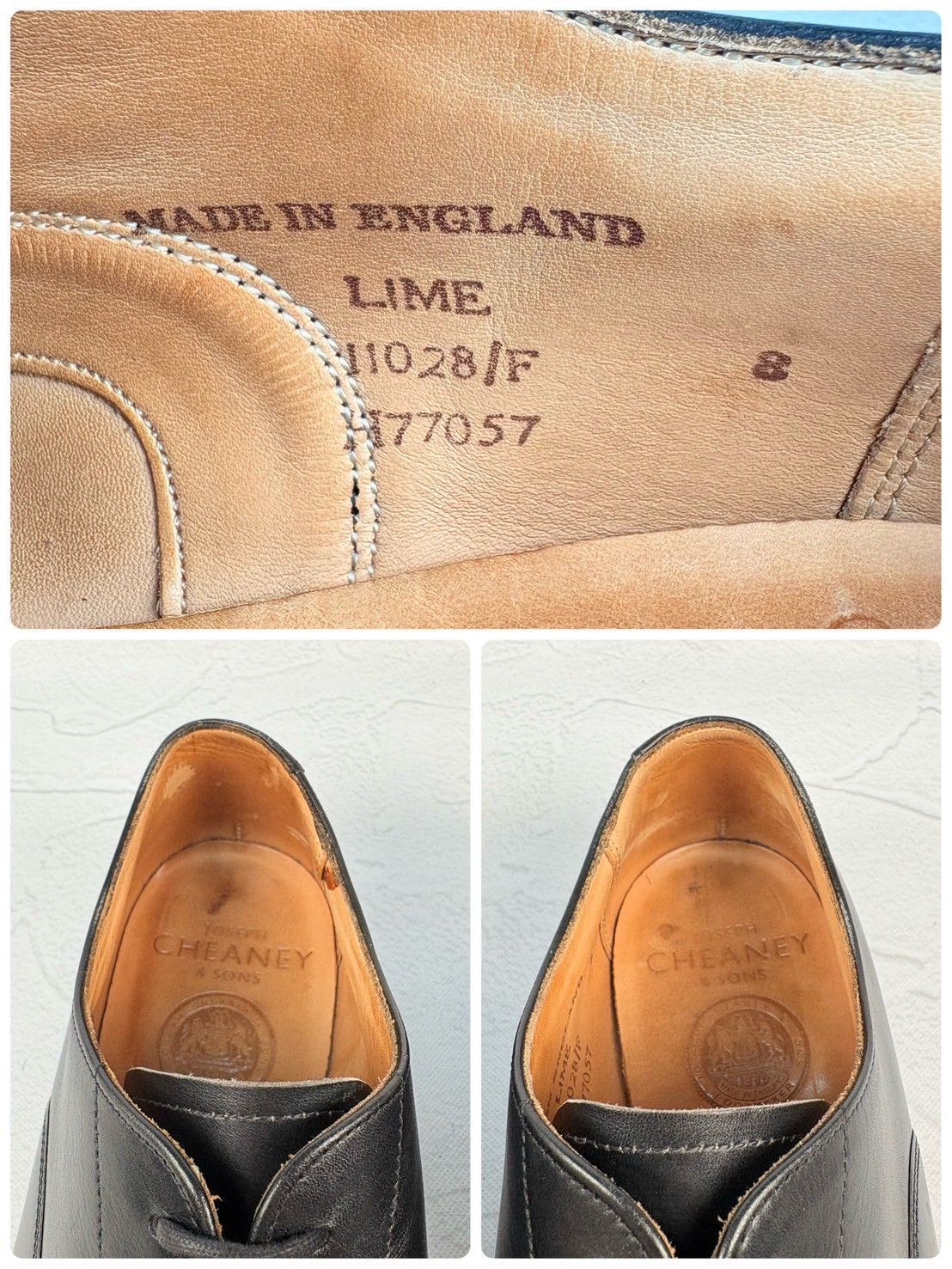 【リフト交換済み】JOSEPH CHEANEY&SONS ジョセフチーニーアンドサンズ LIME ライム ストレート 内羽根 黒 ブラック UK8 / 27.0cm【W3353】