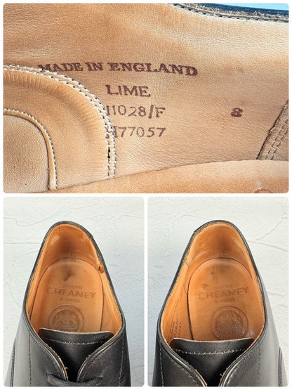 【リフト交換済み】JOSEPH CHEANEY&SONS ジョセフチーニーアンドサンズ LIME ライム ストレート 内羽根 黒 ブラック UK8 / 27.0cm【W3353】