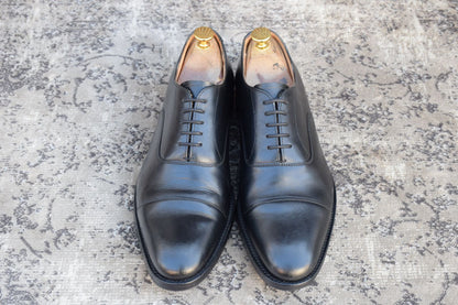 【リフト交換済み】JOSEPH CHEANEY&SONS ジョセフチーニーアンドサンズ LIME ライム ストレート 内羽根 黒 ブラック UK8 / 27.0cm【W3353】