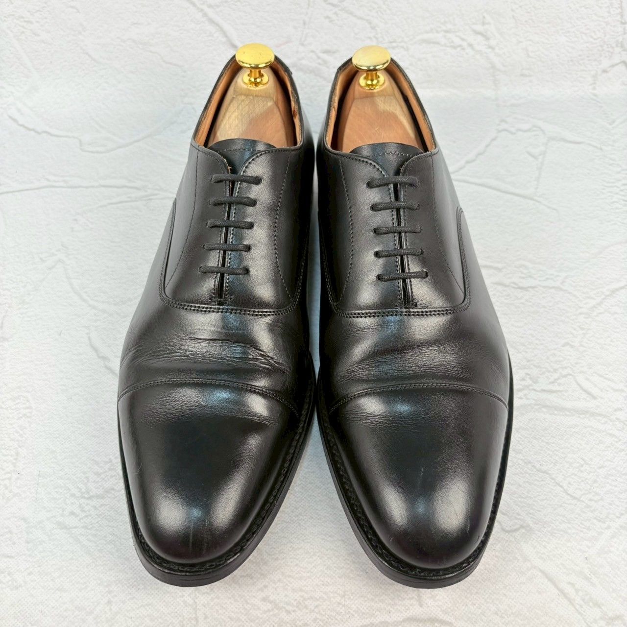 【リフト交換済み】JOSEPH CHEANEY&SONS ジョセフチーニーアンドサンズ LIME ライム ストレート 内羽根 黒 ブラック UK8 / 27.0cm【W3353】