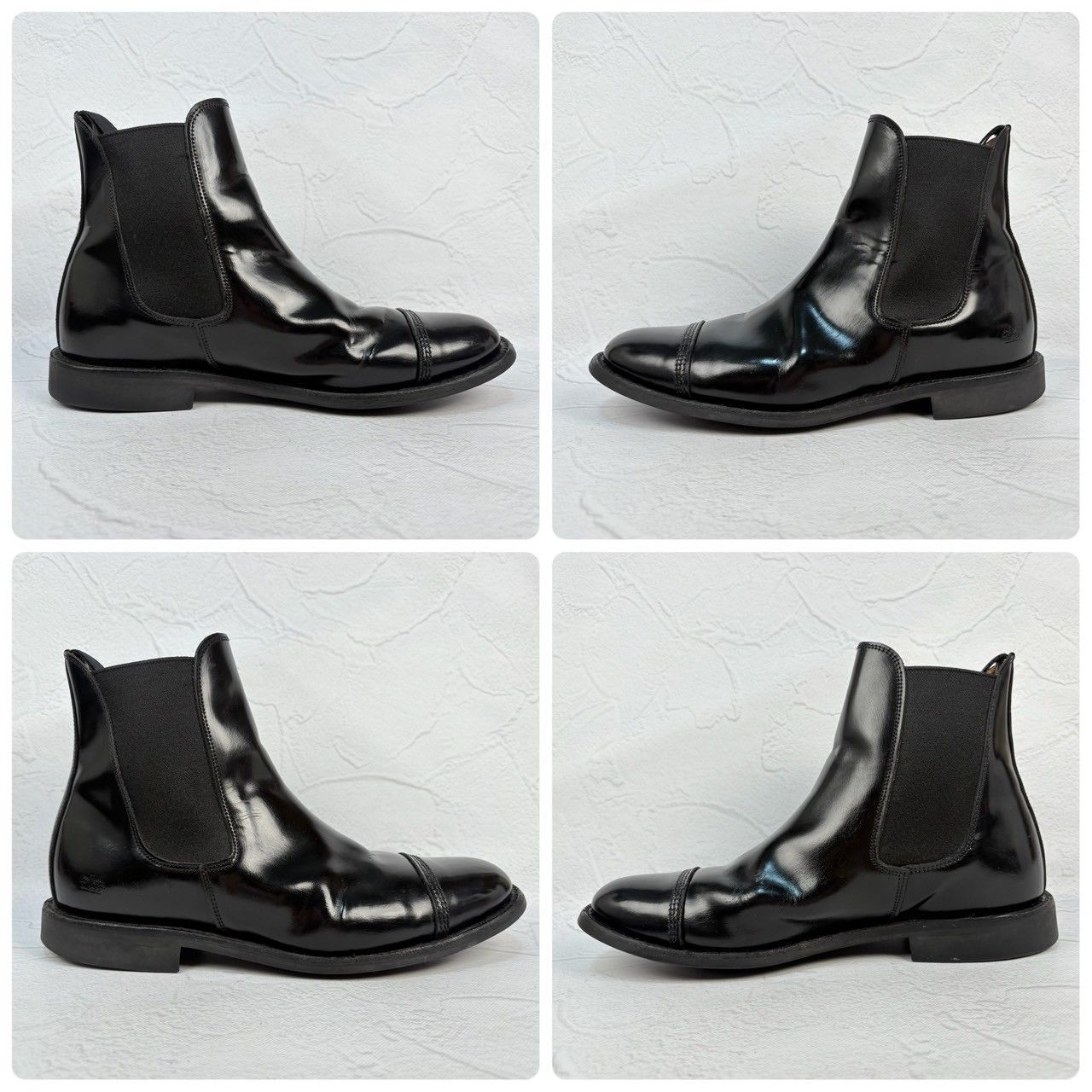 【美品】SANDERS サンダース 1140B MILITARY CAP TOE CHELSEA BOOT ミリタリー サイドゴア チェルシーブーツ 黒 ブラック UK7 / 26.0～26.5cm【W3354】