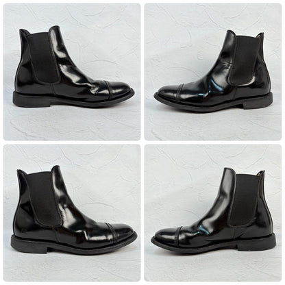【美品】SANDERS サンダース 1140B MILITARY CAP TOE CHELSEA BOOT ミリタリー サイドゴア チェルシーブーツ 黒 ブラック UK7 / 26.0～26.5cm【W3354】