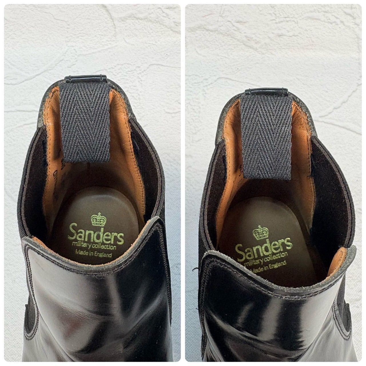 【美品】SANDERS サンダース 1140B MILITARY CAP TOE CHELSEA BOOT ミリタリー サイドゴア チェルシーブーツ 黒 ブラック UK7 / 26.0～26.5cm【W3354】
