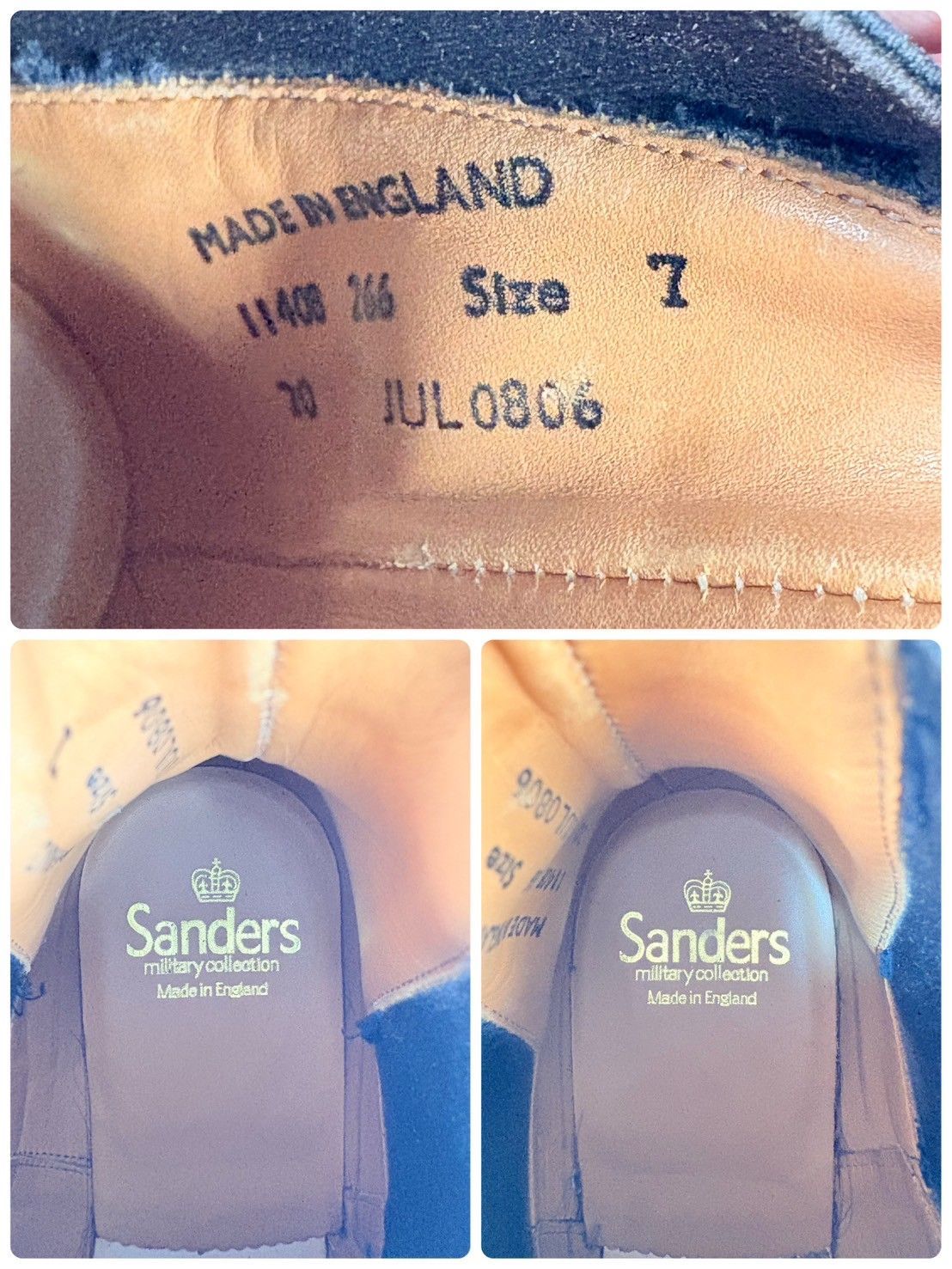 【美品】SANDERS サンダース 1140B MILITARY CAP TOE CHELSEA BOOT ミリタリー サイドゴア チェルシーブーツ 黒 ブラック UK7 / 26.0～26.5cm【W3354】