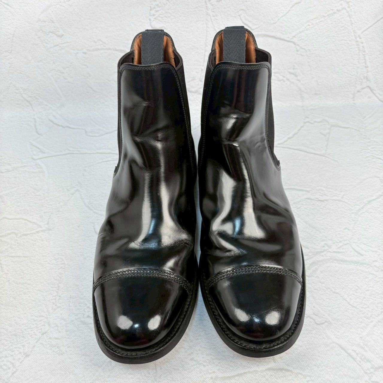 【美品】SANDERS サンダース 1140B MILITARY CAP TOE CHELSEA BOOT ミリタリー サイドゴア チェルシーブーツ 黒 ブラック UK7 / 26.0～26.5cm【W3354】