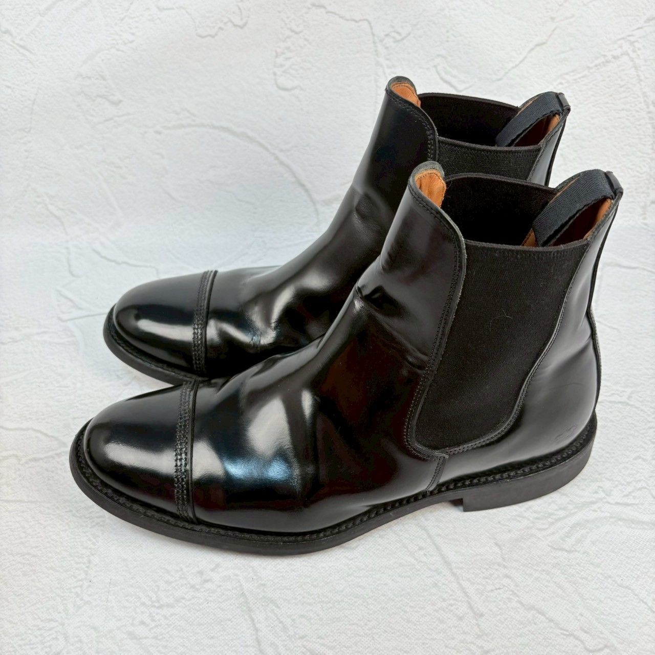 【美品】SANDERS サンダース 1140B MILITARY CAP TOE CHELSEA BOOT ミリタリー サイドゴア チェルシーブーツ 黒 ブラック UK7 / 26.0～26.5cm【W3354】