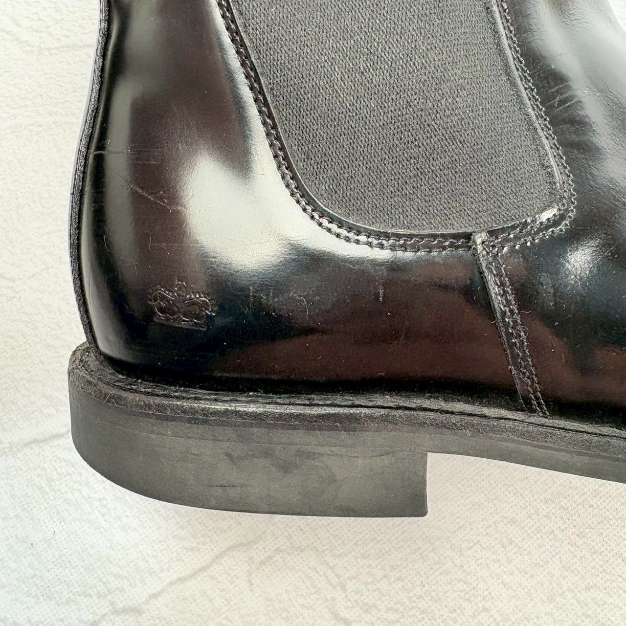 【美品】SANDERS サンダース 1140B MILITARY CAP TOE CHELSEA BOOT ミリタリー サイドゴア チェルシーブーツ 黒 ブラック UK7 / 26.0～26.5cm【W3354】