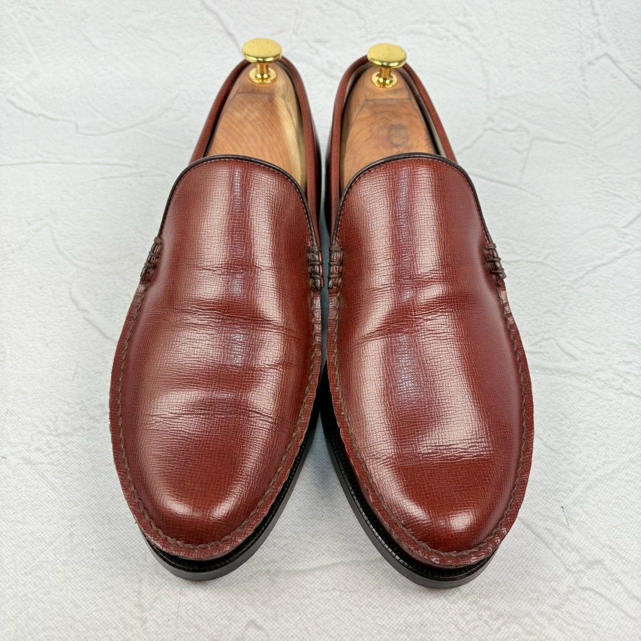 【美品】REGAL リーガル コブラヴァンプ ローファー シボ革 茶 26 / 26.5cm [W3290]
