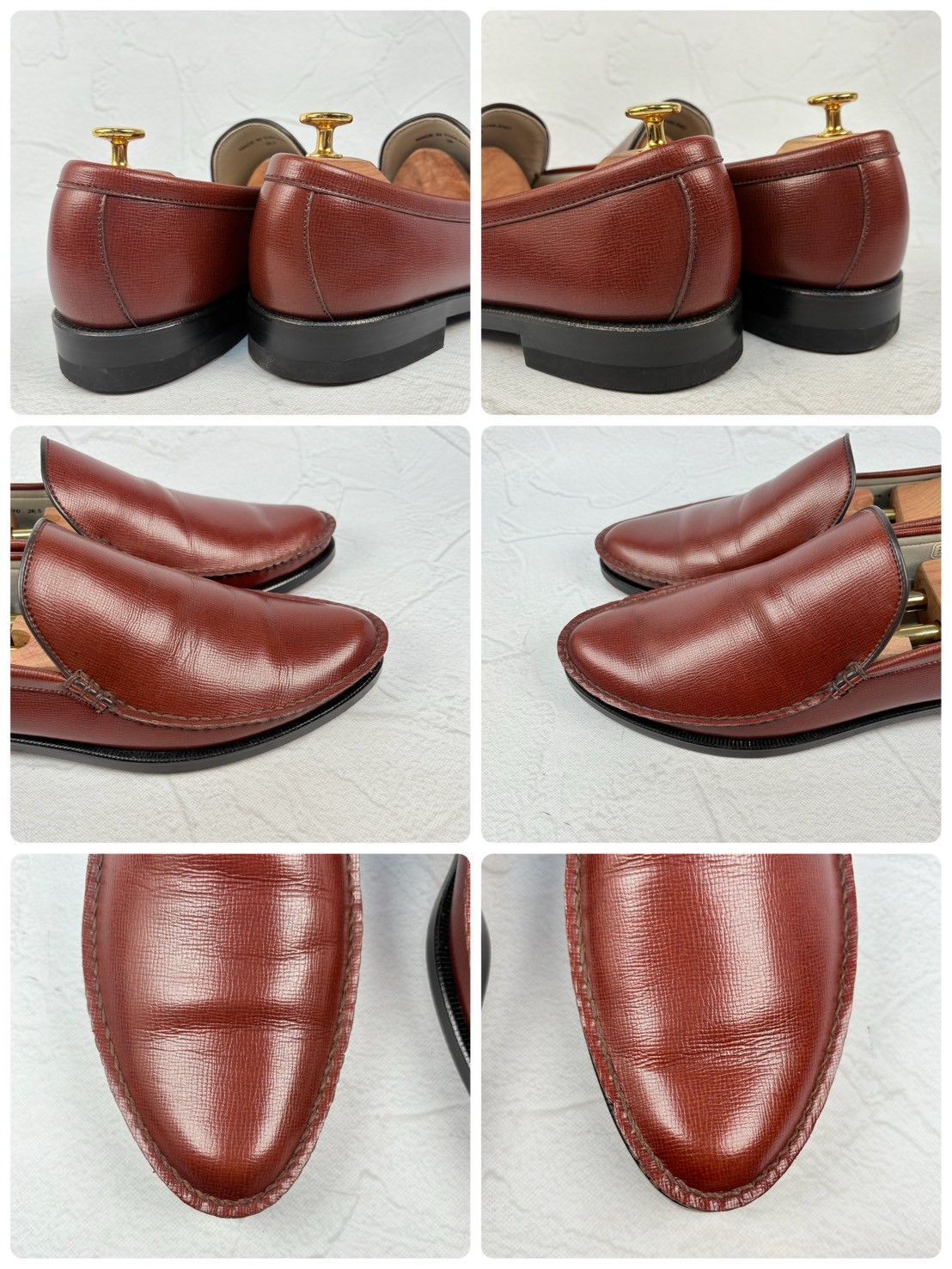 【美品】REGAL リーガル コブラヴァンプ ローファー シボ革 茶 26 / 26.5cm [W3290]