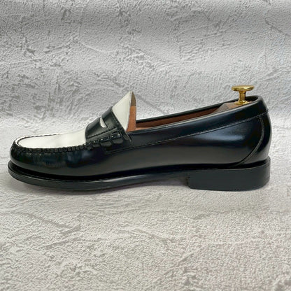 【美品】G.H.BASS ジーエイチバス BA11010H LARSON ラーソン コインローファー バイカラー 黒 ブラック 白 ホワイト UK7.5 / US8.5 / EU41.5 / 26cm【W3370】