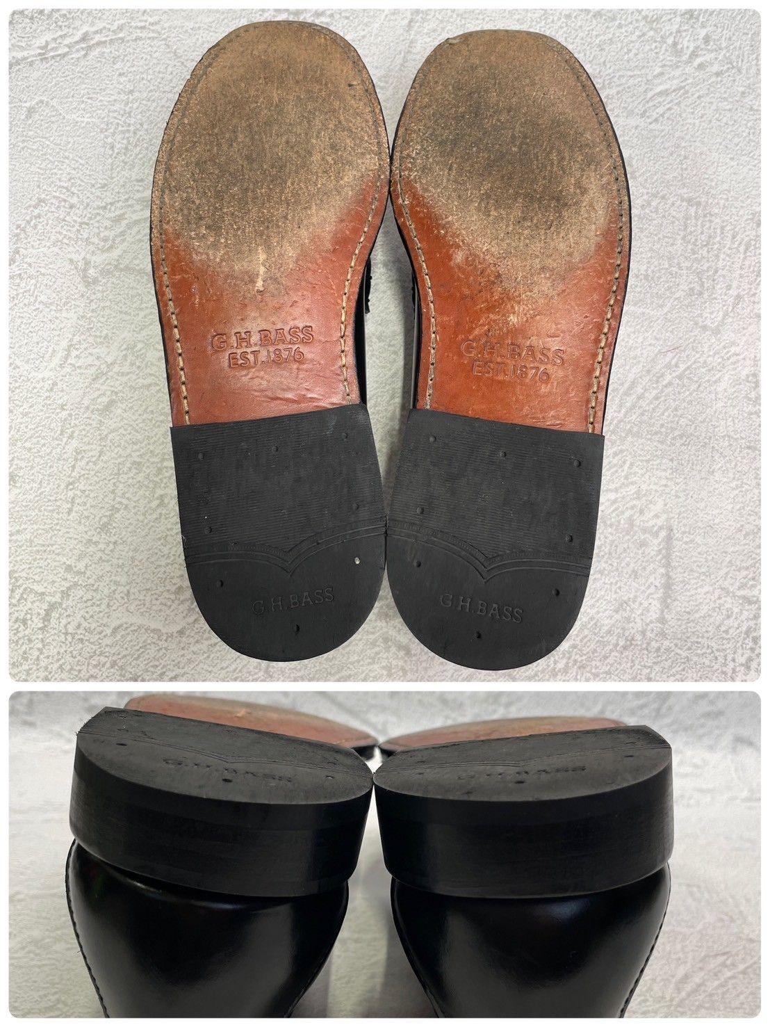 【美品】G.H.BASS ジーエイチバス BA11010H LARSON ラーソン コインローファー バイカラー 黒 ブラック 白 ホワイト UK7.5 / US8.5 / EU41.5 / 26cm【W3370】