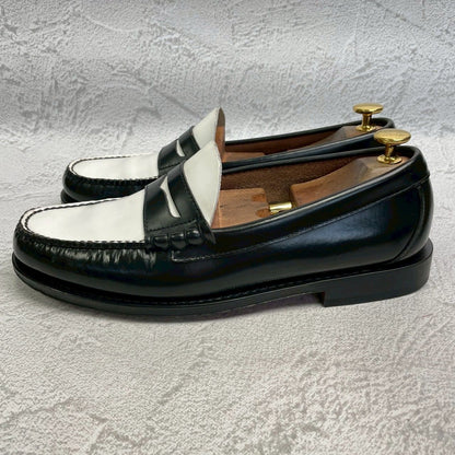【美品】G.H.BASS ジーエイチバス BA11010H LARSON ラーソン コインローファー バイカラー 黒 ブラック 白 ホワイト UK7.5 / US8.5 / EU41.5 / 26cm【W3370】