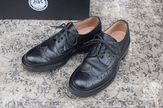 【未使用】JOSEPH CHEANEY&SONS ジョセフチーニーアンドサンズ AVON エイボンC ウィング 外羽根 フルブローグ メダリオン 黒 ブラック UK5 / 24cm【W3374】