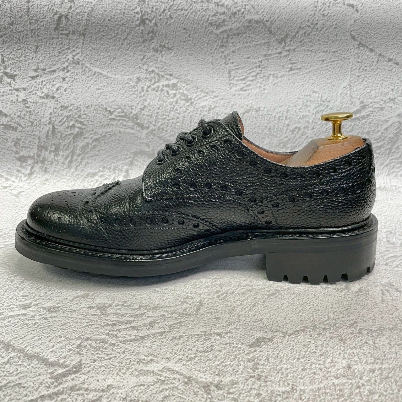【未使用】JOSEPH CHEANEY&SONS ジョセフチーニーアンドサンズ AVON エイボンC ウィング 外羽根 フルブローグ メダリオン 黒 ブラック UK5 / 24cm【W3374】