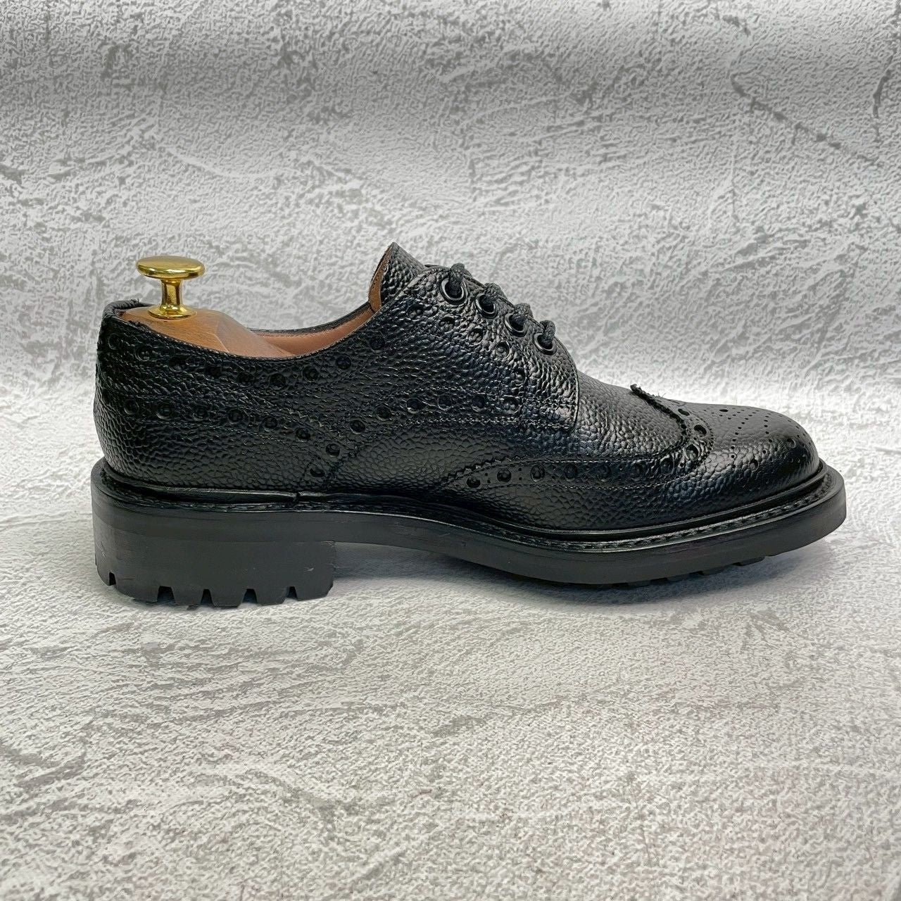 【未使用】JOSEPH CHEANEY&SONS ジョセフチーニーアンドサンズ AVON エイボンC ウィング 外羽根 フルブローグ メダリオン 黒 ブラック UK5 / 24cm【W3374】