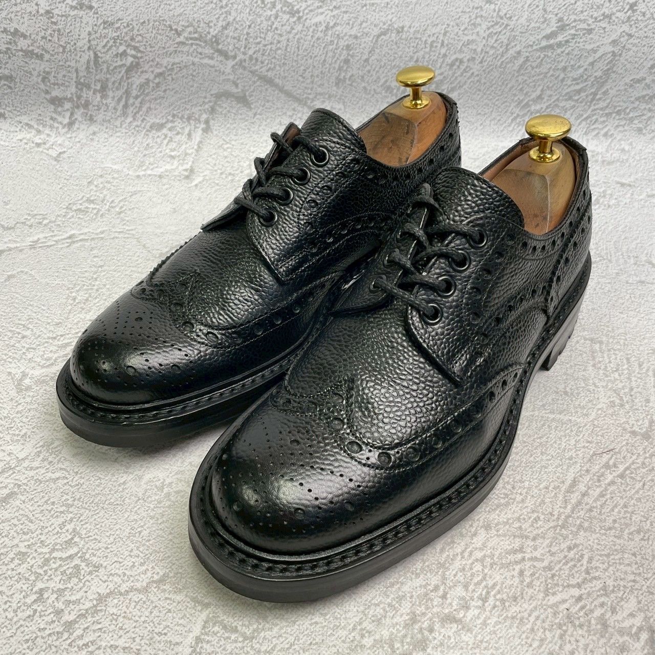 【未使用】JOSEPH CHEANEY&SONS ジョセフチーニーアンドサンズ AVON エイボンC ウィング 外羽根 フルブローグ メダリオン 黒 ブラック UK5 / 24cm【W3374】