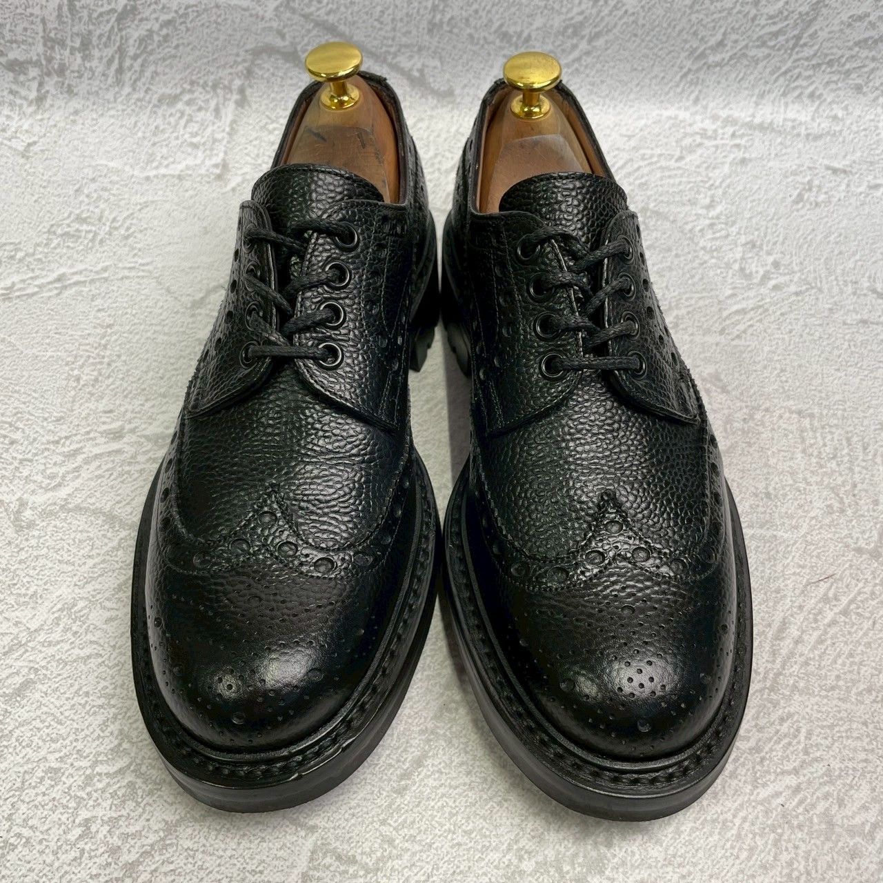 【未使用】JOSEPH CHEANEY&SONS ジョセフチーニーアンドサンズ AVON エイボンC ウィング 外羽根 フルブローグ メダリオン 黒 ブラック UK5 / 24cm【W3374】