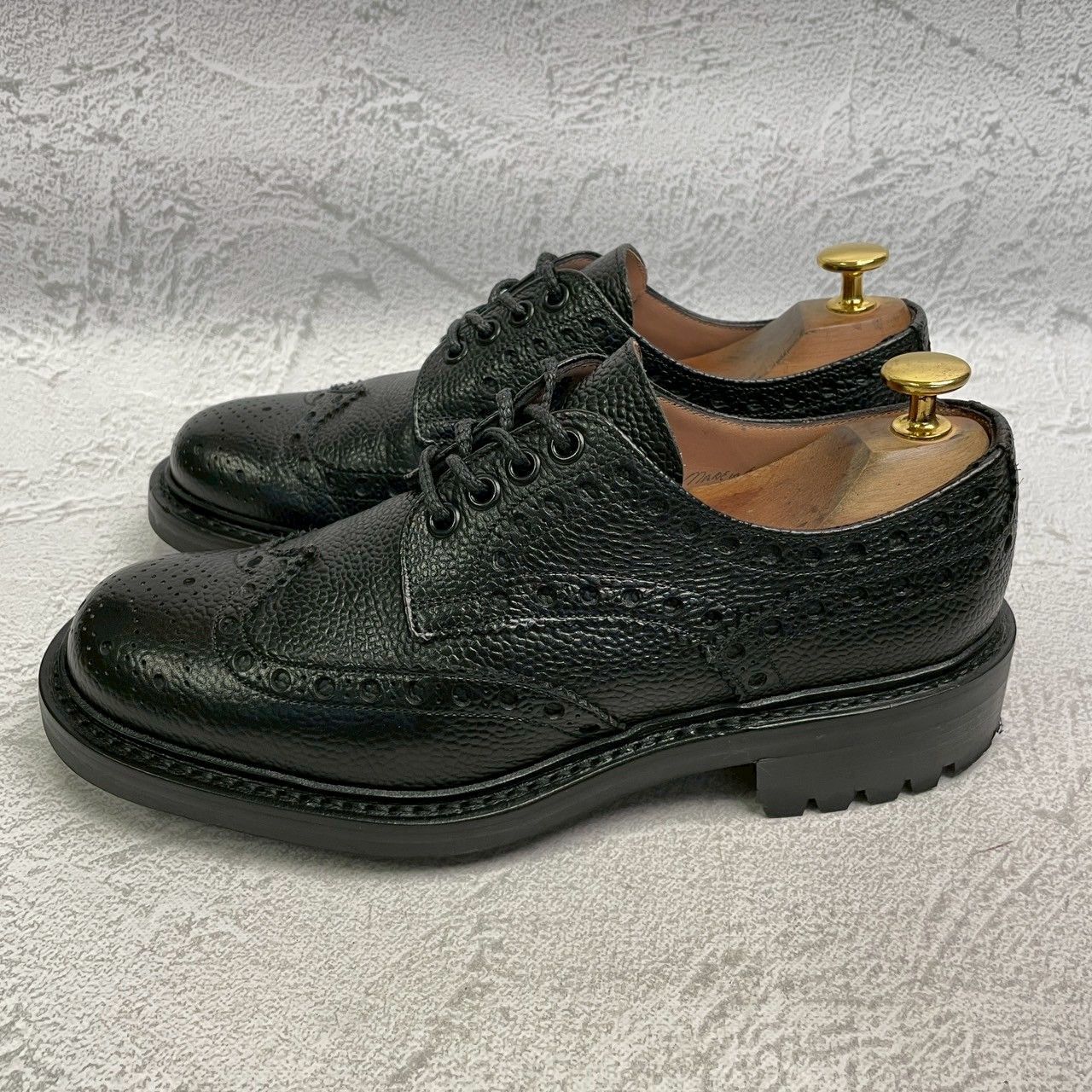 【未使用】JOSEPH CHEANEY&SONS ジョセフチーニーアンドサンズ AVON エイボンC ウィング 外羽根 フルブローグ メダリオン 黒 ブラック UK5 / 24cm【W3374】