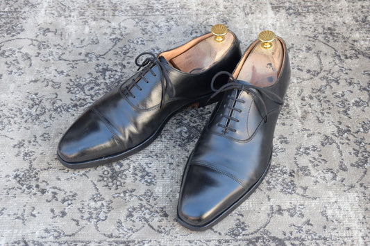 【リフト交換済み】Crockett&Jones クロケットアンドジョーンズ Hallam ハラム ストレート 内羽根 黒 ブラック UK6.5 / 25.0cm【W3350】