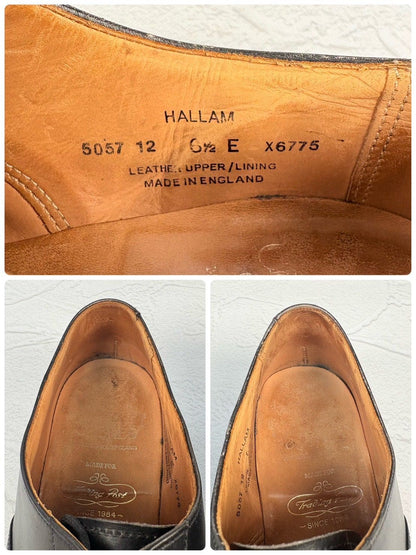 【リフト交換済み】Crockett&Jones クロケットアンドジョーンズ Hallam ハラム ストレート 内羽根 黒 ブラック UK6.5 / 25.0cm【W3350】