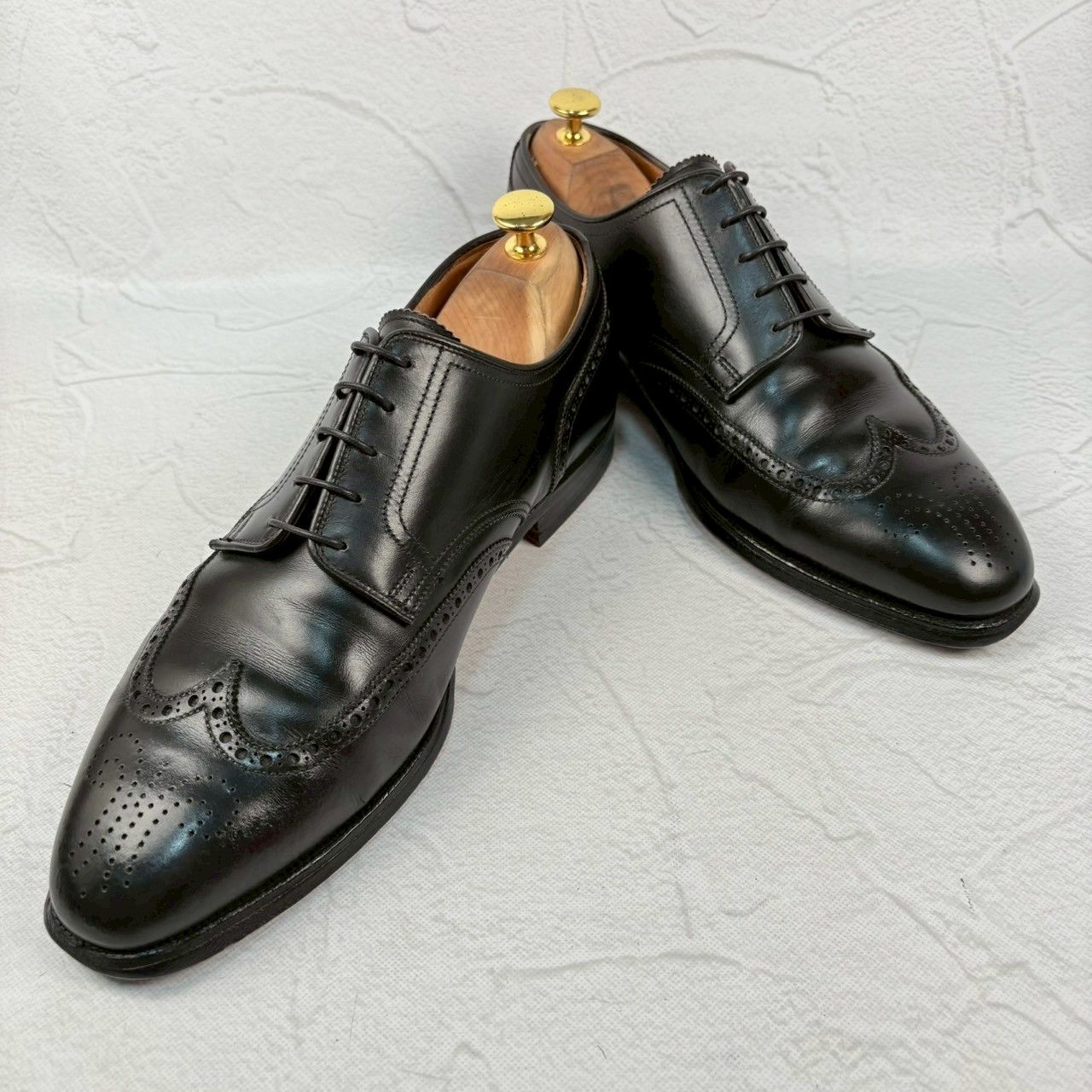 【良品】Crockett&Jones クロケットアンドジョーンズ ウイングチップ 外羽根 黒 UK8.5 / 27cm [W3268]