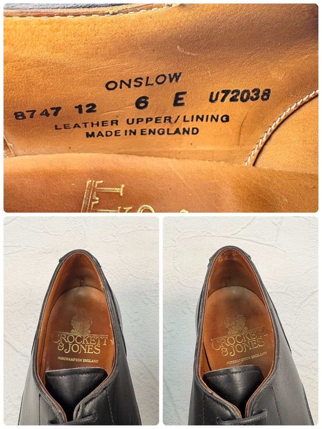【良品】Crockett&Jones クロケットアンドジョーンズ ONSLOW オンスロウ Uチップ 外羽根 黒 UK6 / 24.5cm [W3329]