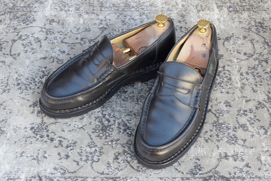 Paraboot パラブーツ REIMS ランス コインローファー 黒 ブラック UK8 / 26.5cm【W3345】