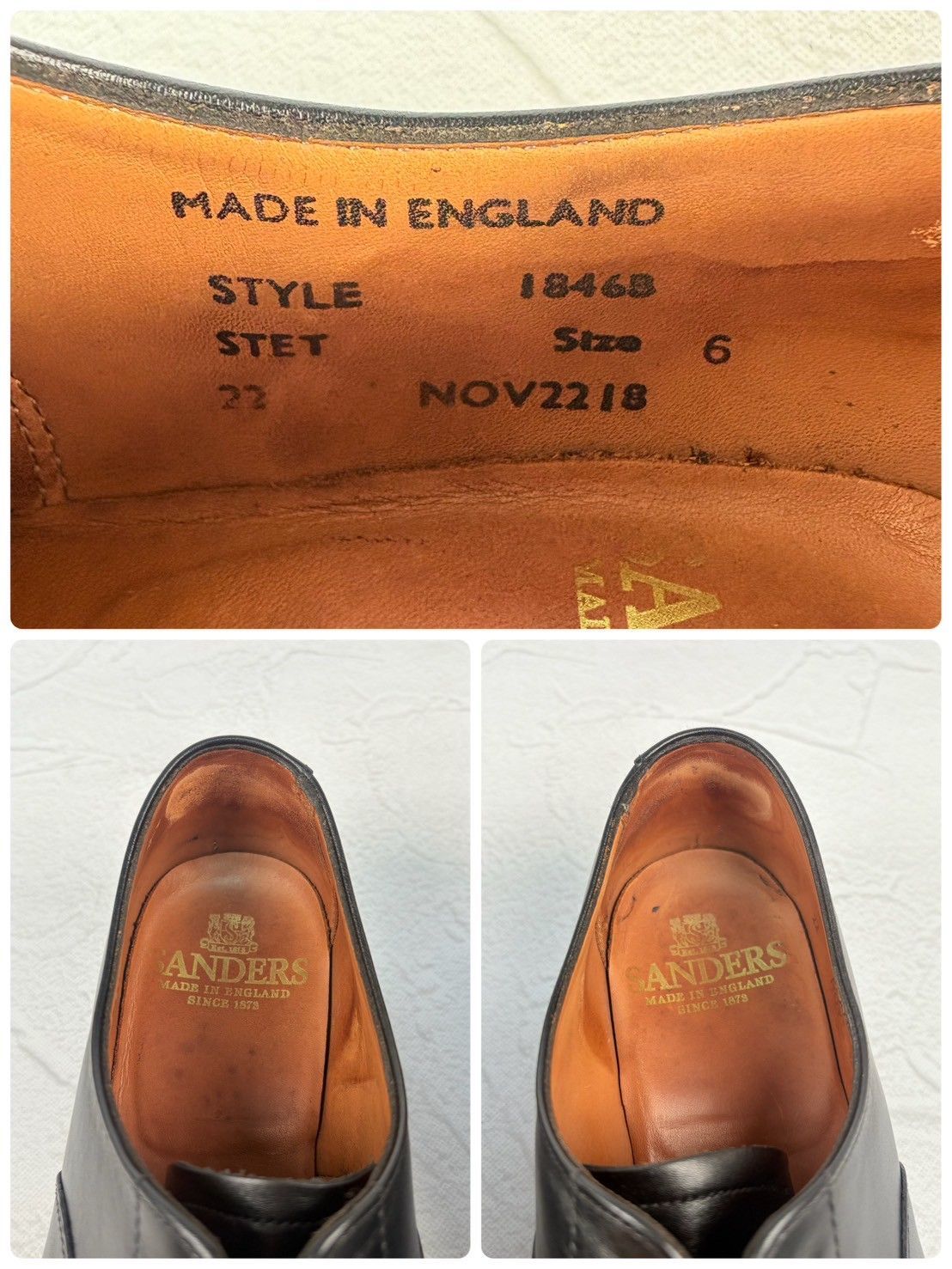 【良品】SANDERS サンダース 1846 ストレートチップ 内羽根 黒 ブラック UK6 / 25cm ダイナイトソール【W3347】