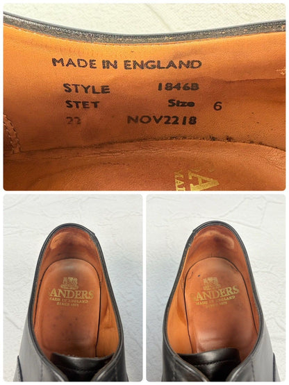 【良品】SANDERS サンダース 1846 ストレートチップ 内羽根 黒 ブラック UK6 / 25cm ダイナイトソール【W3347】