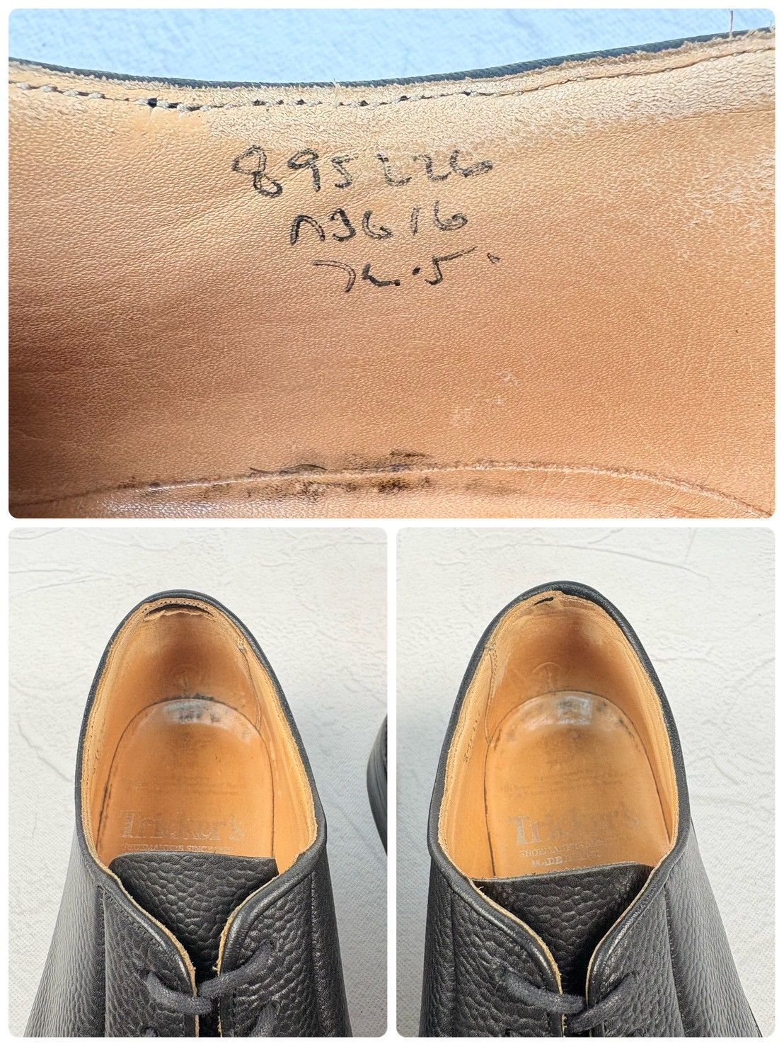 【良品】Tricker's トリッカーズ ROBERT ロバート 3616 グレインレザー 黒 7h-5 / 26 [W3264]