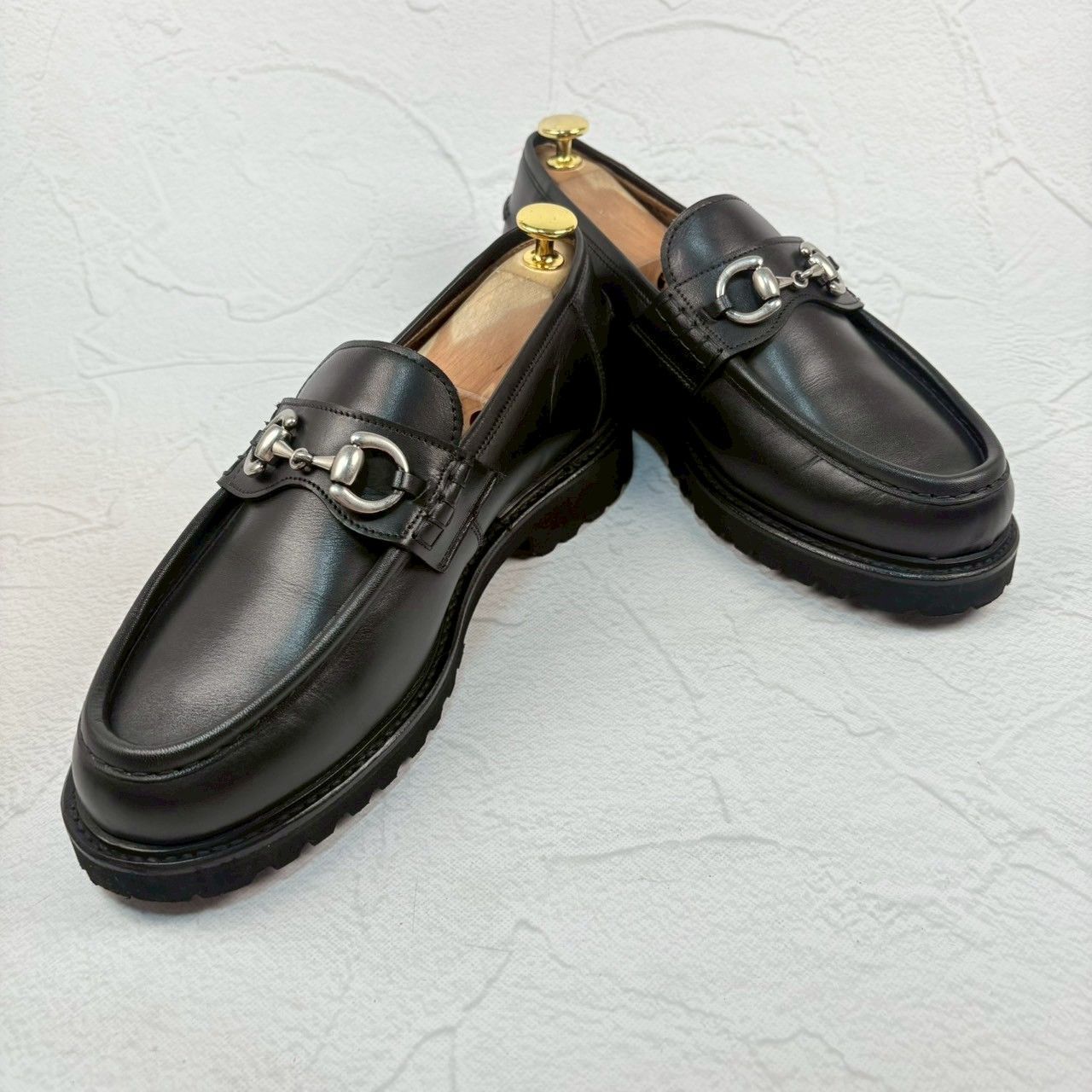 【極美品】Berwick バーウィック 5387NVLBK ビットローファー シルバー金具 黒 UK6.5 / 25.5cm [W3328]