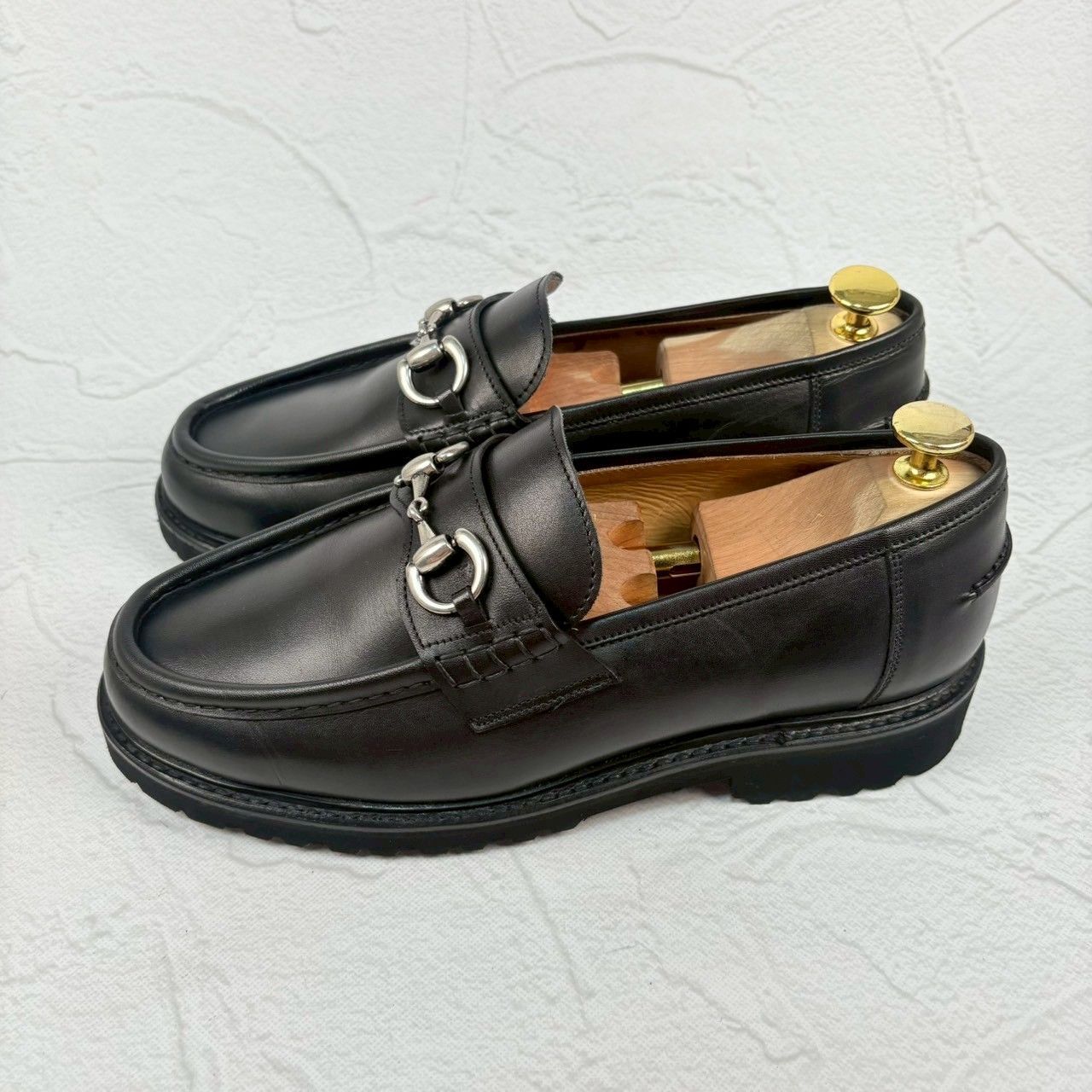 【極美品】Berwick バーウィック 5387NVLBK ビットローファー シルバー金具 黒 UK6.5 / 25.5cm [W3328]