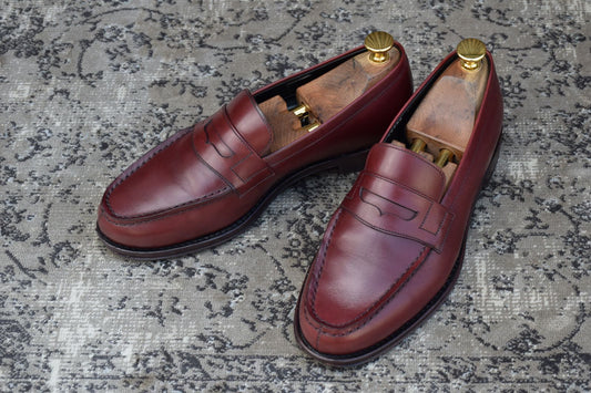 【美品】Jalan Sriwijaya ジャランスリワヤ 98589 コインローファー 赤茶 バーガンディー UK6 / 24.5cm【W3344】