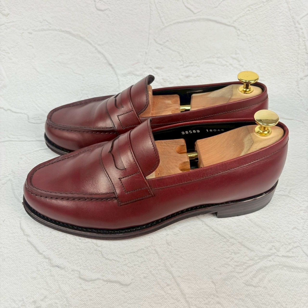 【美品】Jalan Sriwijaya ジャランスリワヤ 98589 コインローファー 赤茶 バーガンディー UK6 / 24.5cm【W3344】