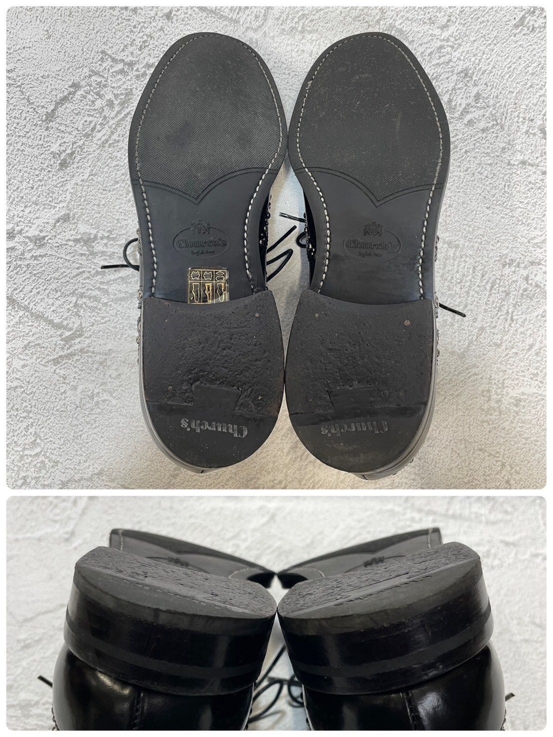 【美品】CHURCH'S チャーチ BURWOOD MET バーウッドメット ウイング 内羽根 スタッズ プラダ 黒 ブラック EU35.5 / 約22.5cm【W3356】