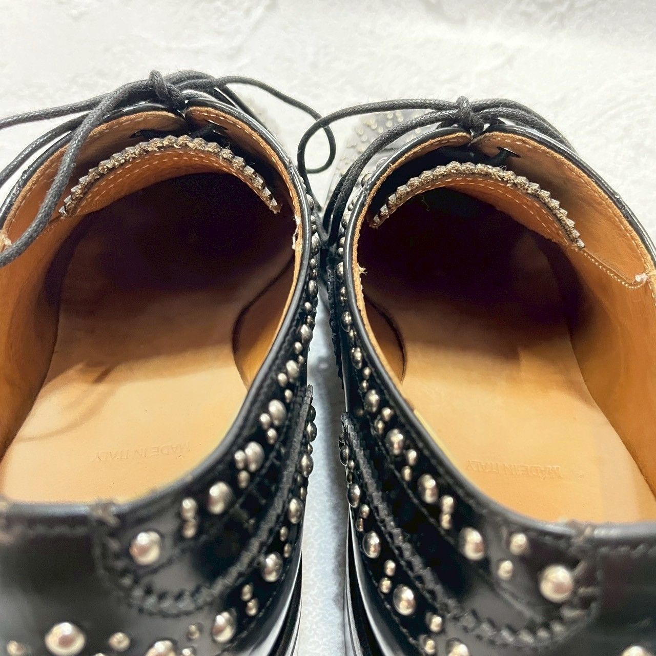 【美品】CHURCH'S チャーチ BURWOOD MET バーウッドメット ウイング 内羽根 スタッズ プラダ 黒 ブラック EU35.5 / 約22.5cm【W3356】