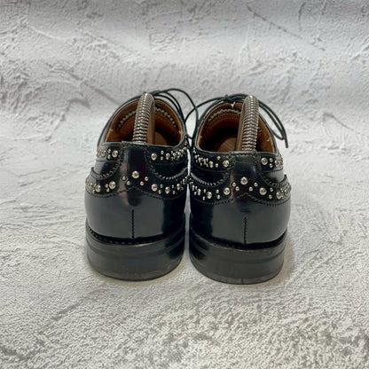 【美品】CHURCH'S チャーチ BURWOOD MET バーウッドメット ウイング 内羽根 スタッズ プラダ 黒 ブラック EU35.5 / 約22.5cm【W3356】