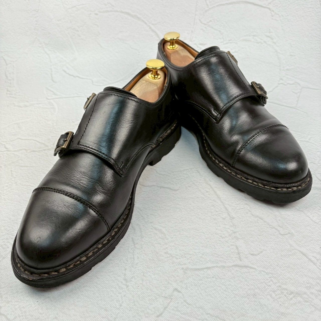 【良品】PARABOOT パラブーツ WILLIAM ウィリアム ダブルモンク 黒 ブラック UK6.5 / 25cm [W3255]