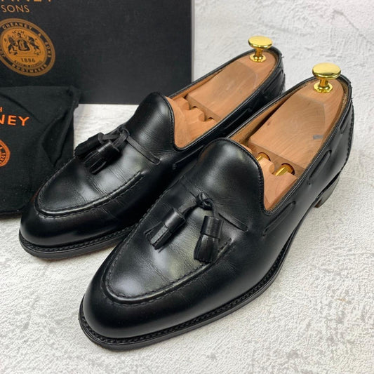 【美品】ジョセフチーニーサンドサンズ ハリー タッセルローファー 黒 7.5 [W3066]