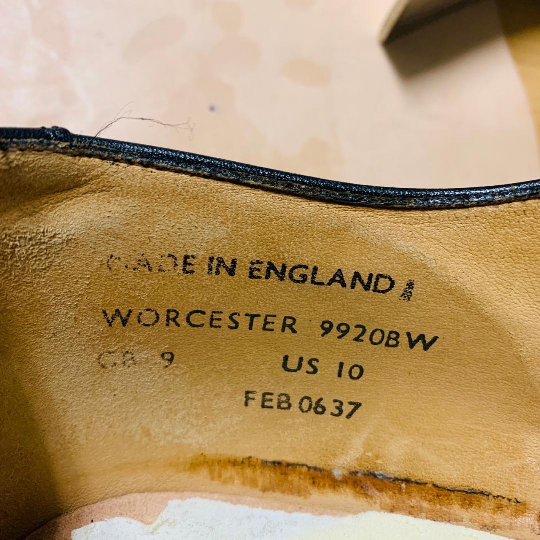 【美品】サンダース WORCESTER プレーン 外羽根 黒 UK10 英国製