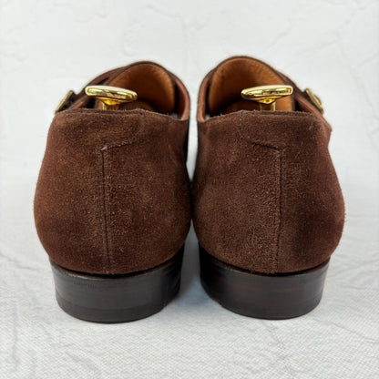 【良品】クロケットアンドジョーンズ REPTON ダブルモンク 茶 8 スエード [W3168]
